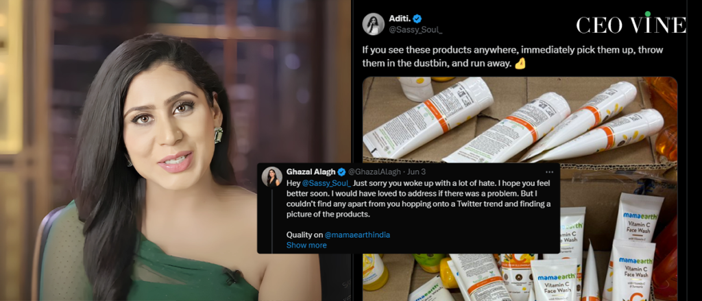 Twitter War Erupts Between Mamaearth's Ghazal Alagh and User Over Product Quality